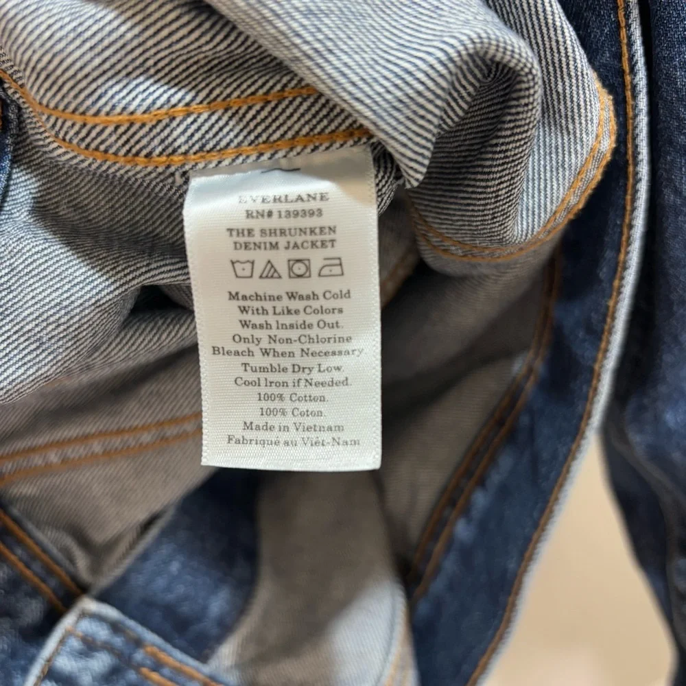 Everlane The Shrunken Denim Jacket Dark Indigo Wash Sz XL - Picture 12 of 12